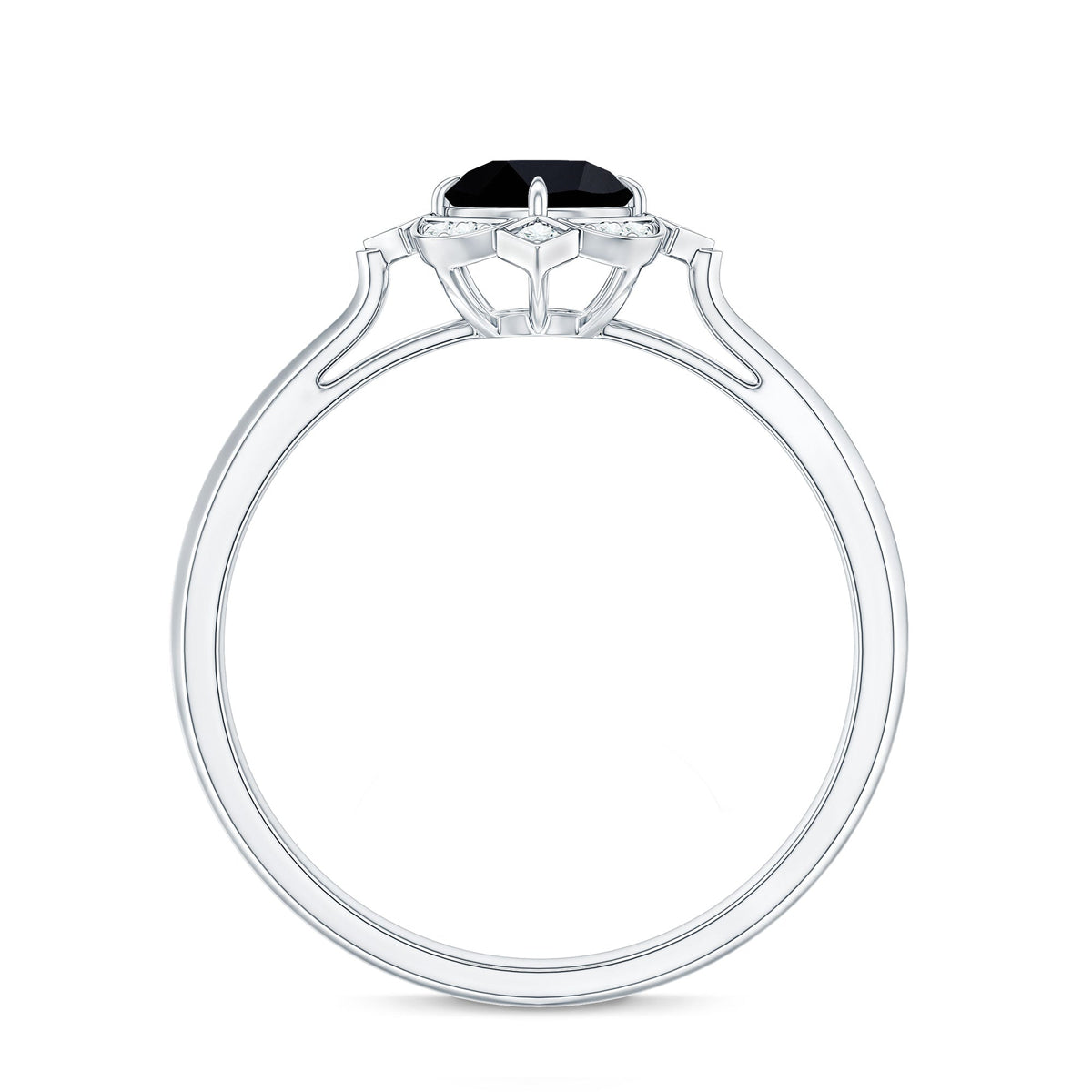 Vintage Lab Grown Black and White Diamond Engagement Ring