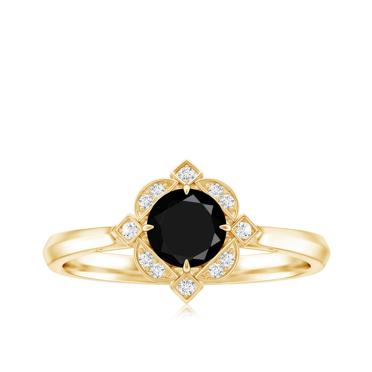 Vintage Lab Grown Black and White Diamond Engagement Ring