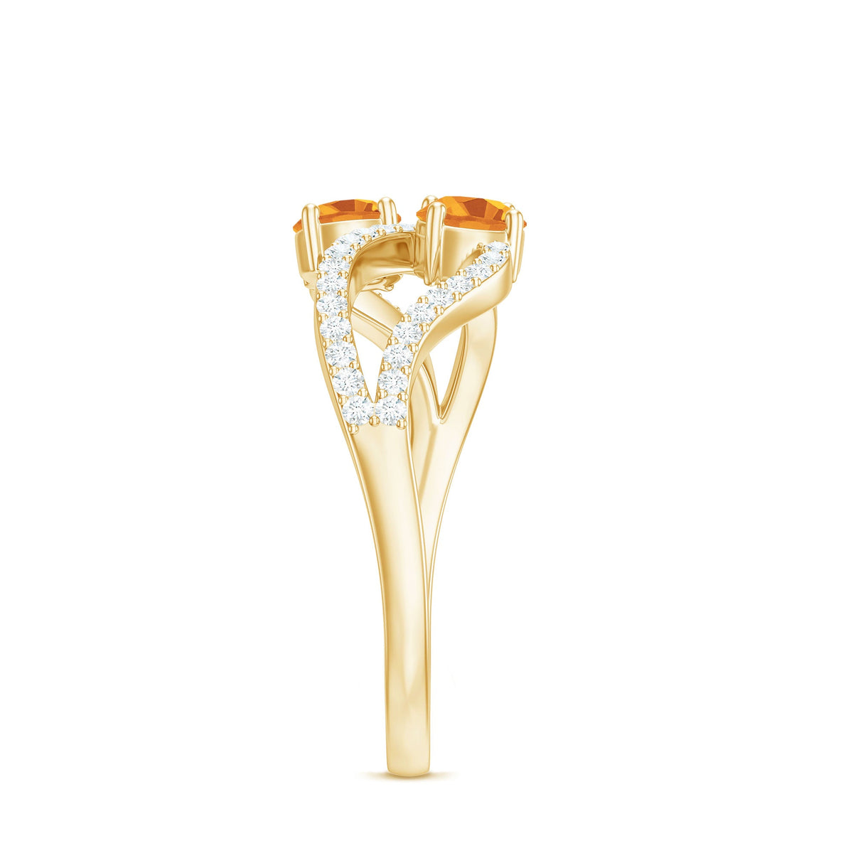 Natural Citrine Toi Et Moi Engagement Ring with Diamond