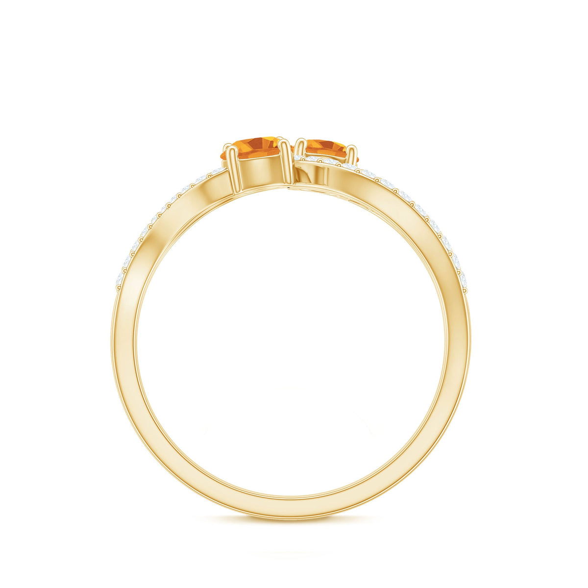 Natural Citrine Toi Et Moi Engagement Ring with Diamond