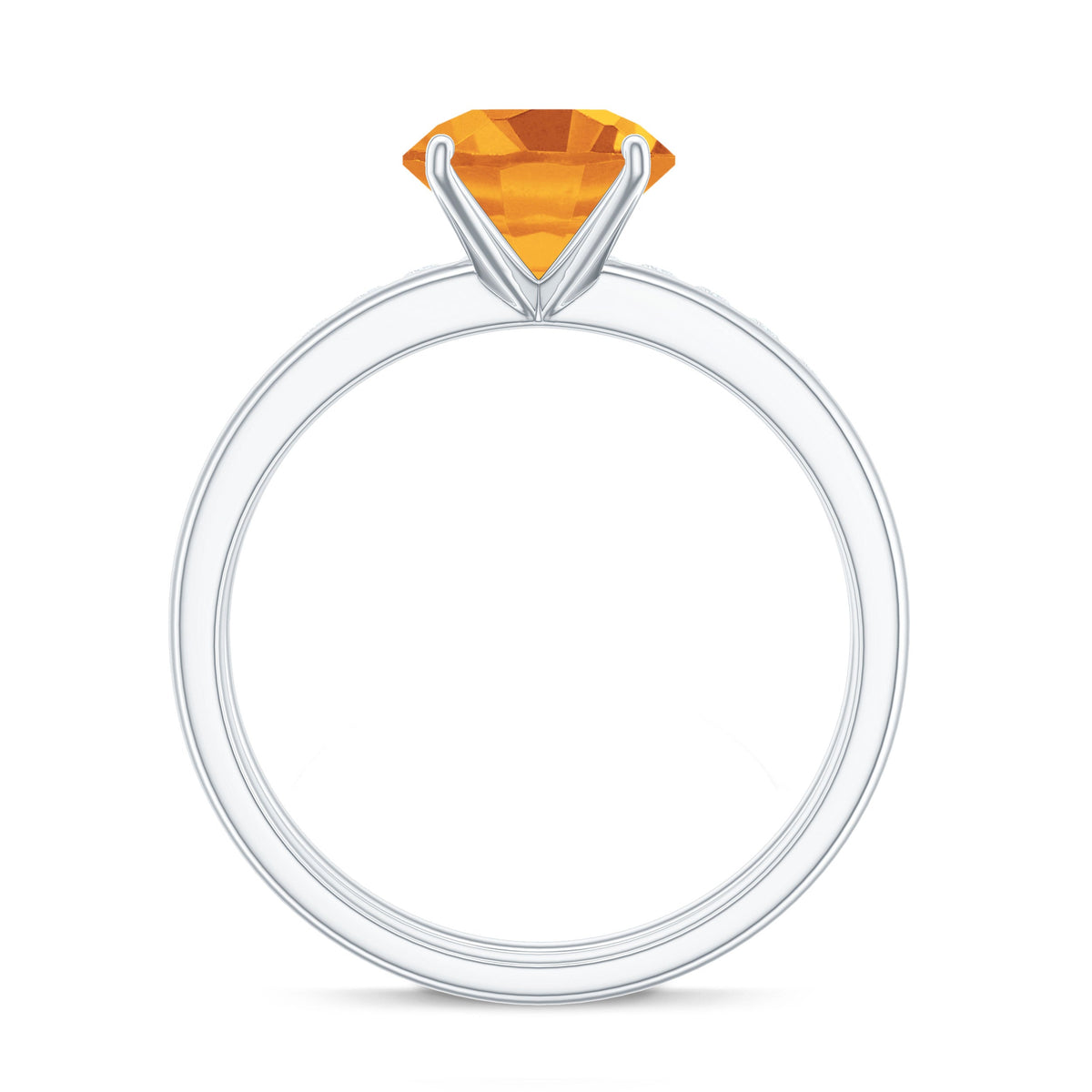 Natural Citrine Bridal Ring Set with Lab Grown Diamond Wedding Band