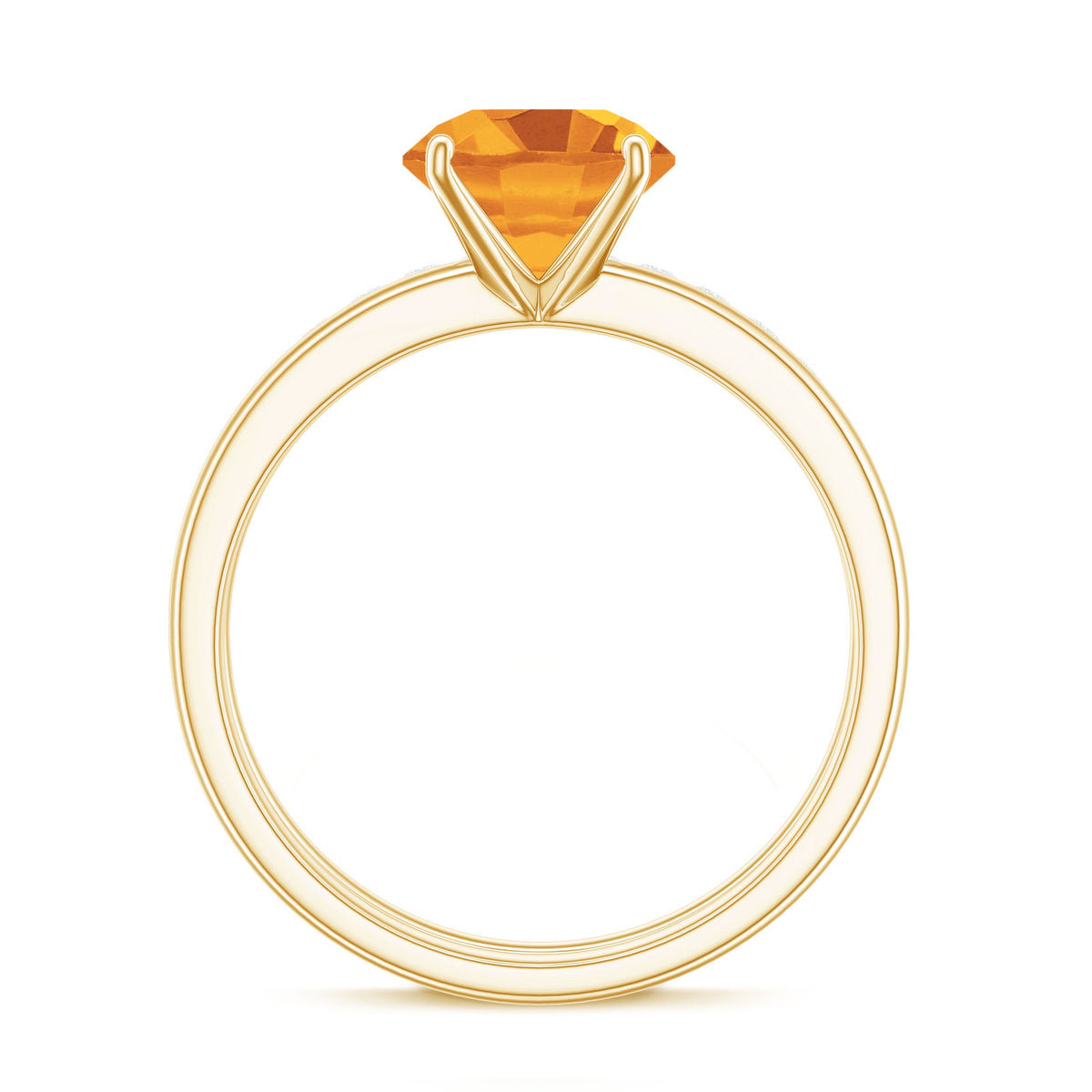 Natural Citrine Bridal Ring Set with Lab Grown Diamond Wedding Band