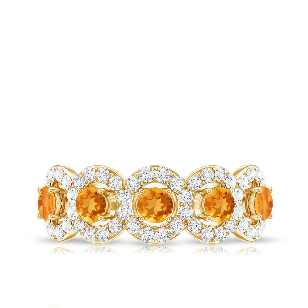Certified Natural Citrine Diamond Half Eternity Band for Anniversary
