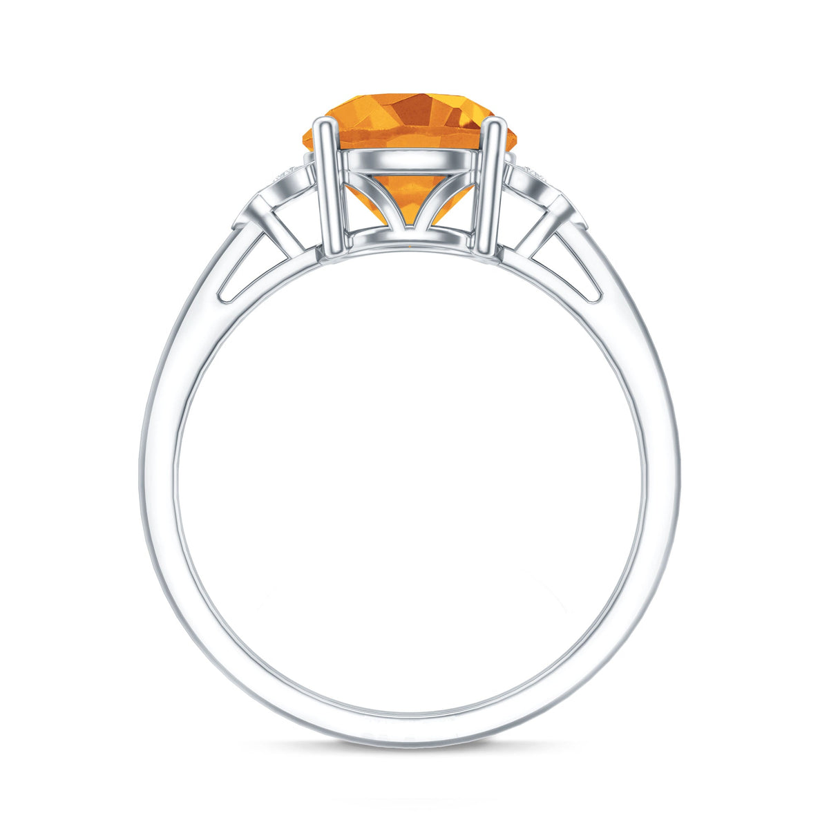Natural 1.2 Carat Citrine Engagement Ring with Diamond Trio