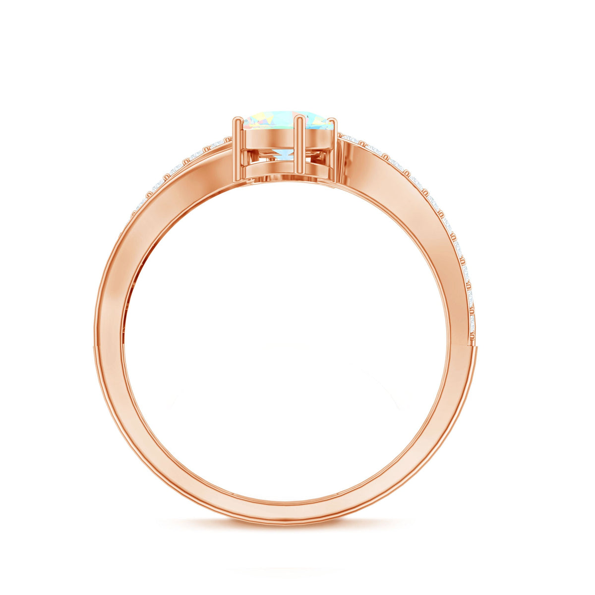 Natural Oval Ethiopian Opal Toi Et Moi Engagement Ring with Diamond