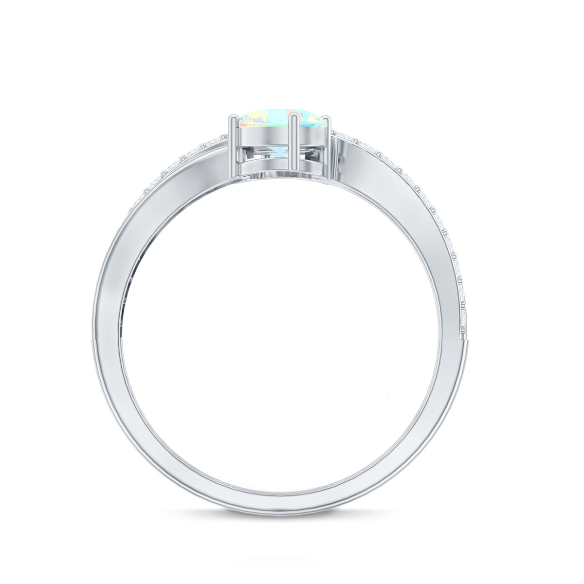 Natural Oval Ethiopian Opal Toi Et Moi Engagement Ring with Diamond