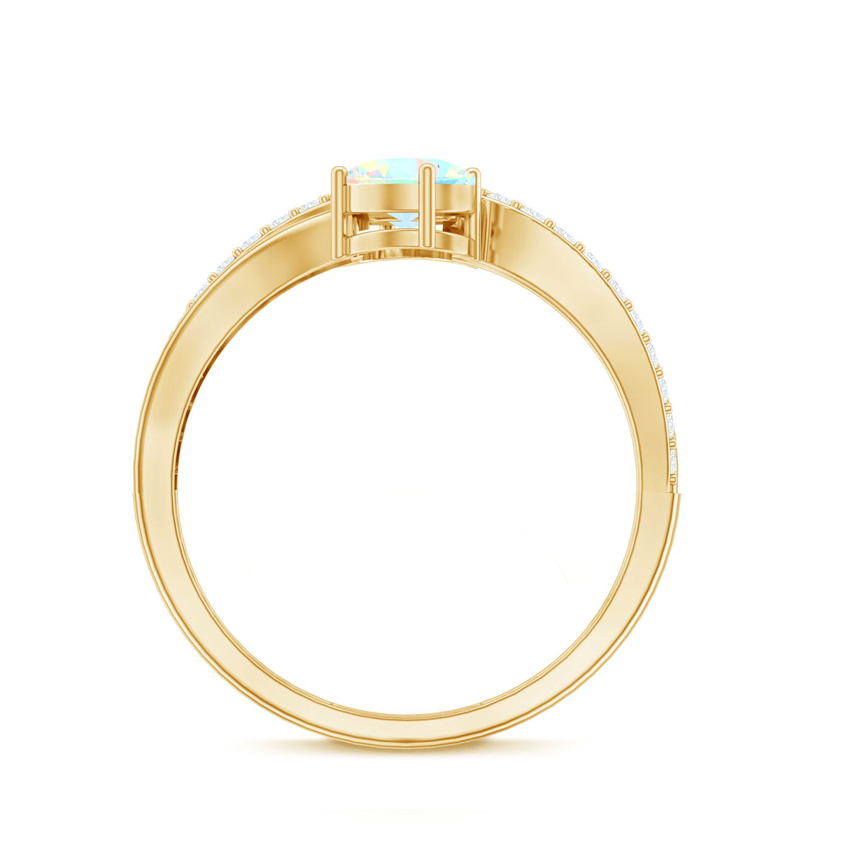 Natural Oval Ethiopian Opal Toi Et Moi Engagement Ring with Diamond