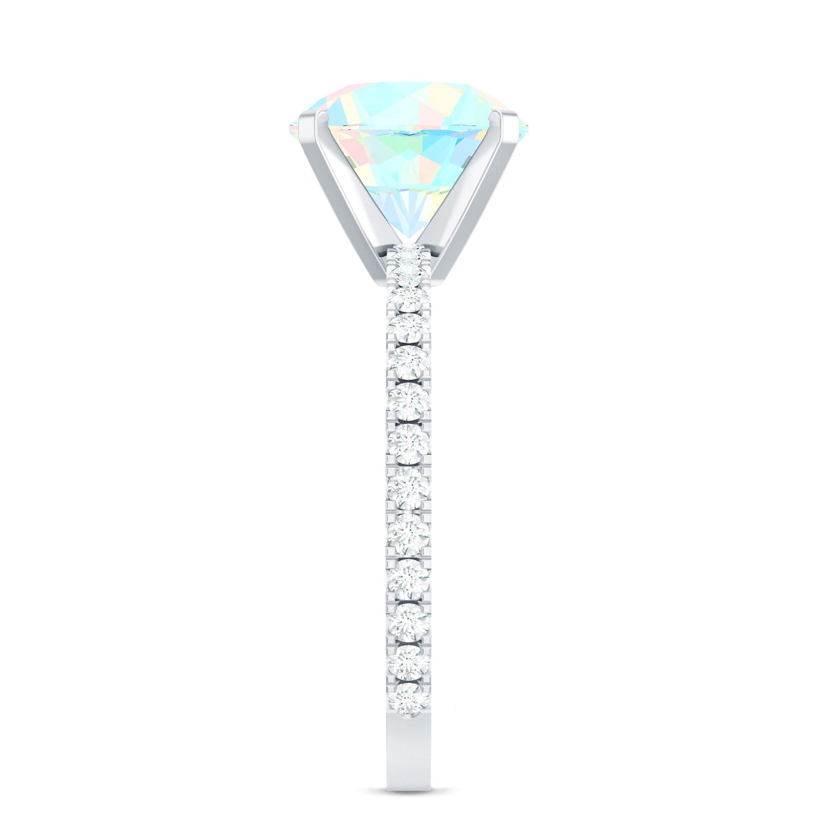 2 Carat Ethiopian Rainbow Opal Diamond Engagement Ring with Certificate