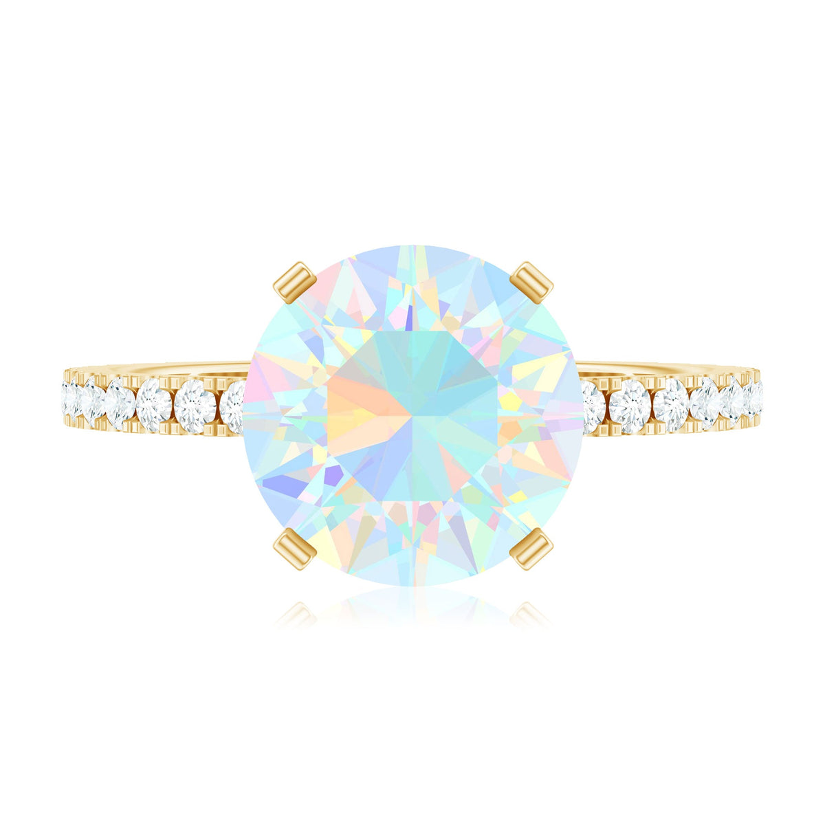 2 Carat Ethiopian Rainbow Opal Diamond Engagement Ring with Certificate