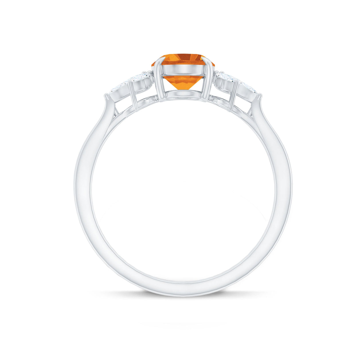 Certified Real 1 Carat Citrine Oval Engagement Ring with Diamond Trio