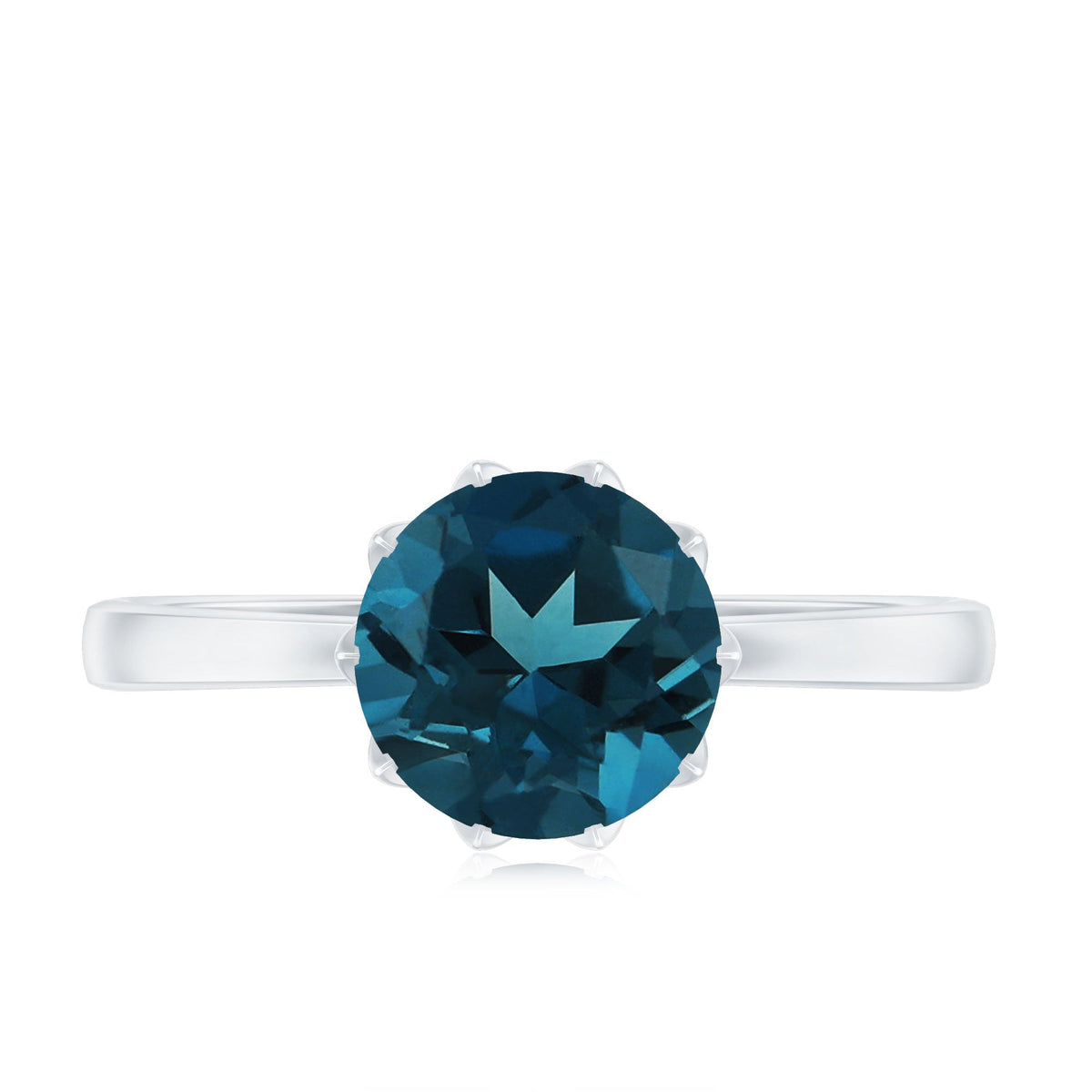 Lotus Basket Set Solitaire London Blue Topaz Engagement Ring