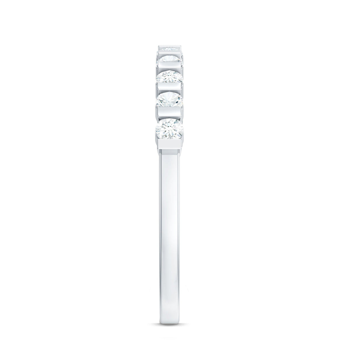 Minimalist Moissanite Half Eternity Stackable Ring