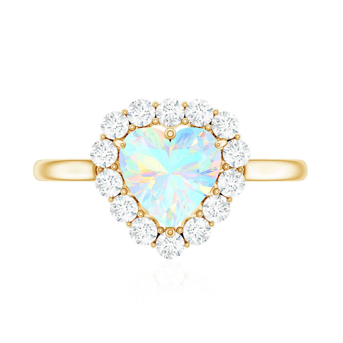 Certified Real Ethiopian Opal Heart Shaped Engagement Ring with Diamond Halo