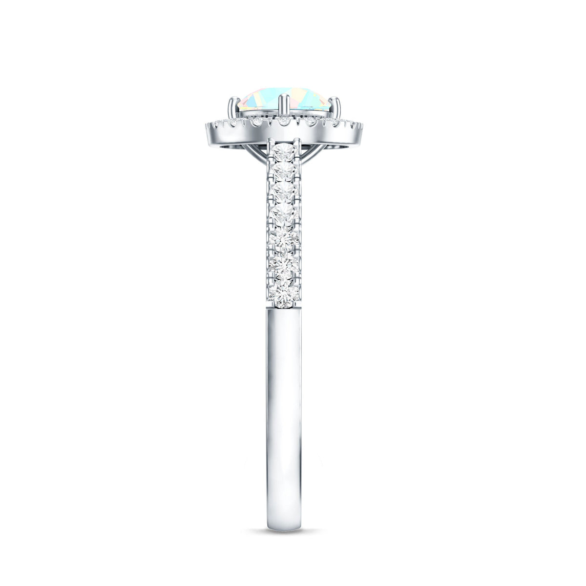 Natural Ethiopian Opal Diamond Engagement Ring with Halo