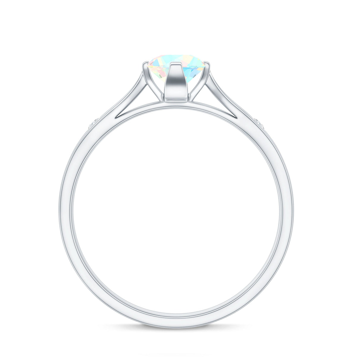 Natural Solitaire Ethiopian Opal Promise Ring with Diamond