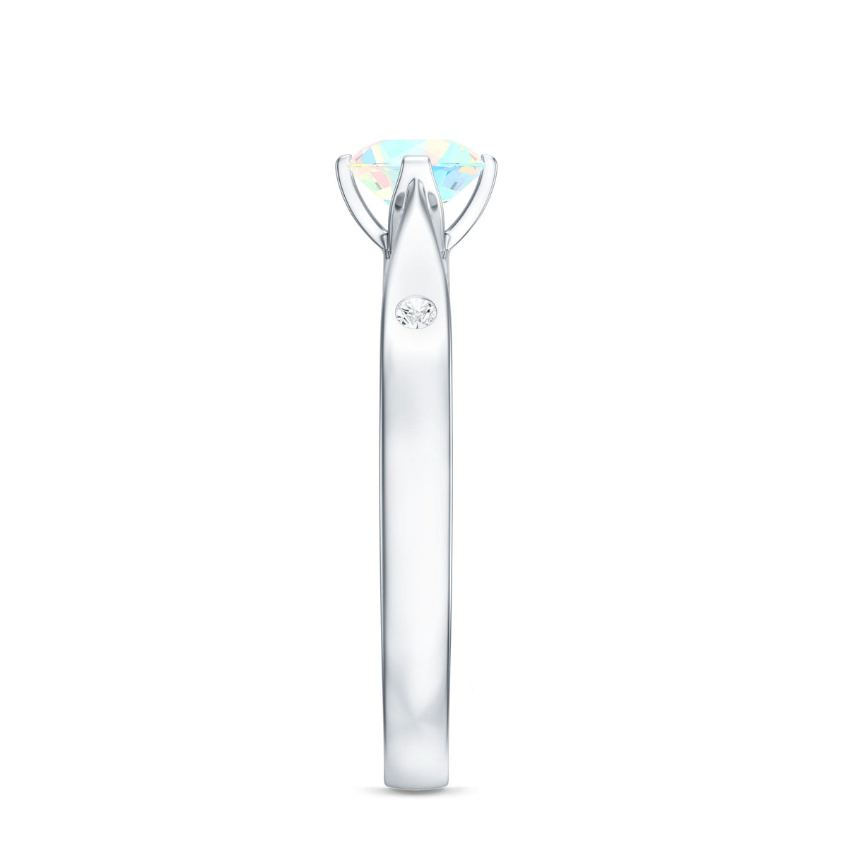 Natural Solitaire Ethiopian Opal Promise Ring with Diamond