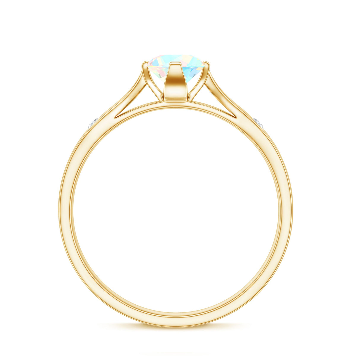 Natural Solitaire Ethiopian Opal Promise Ring with Diamond
