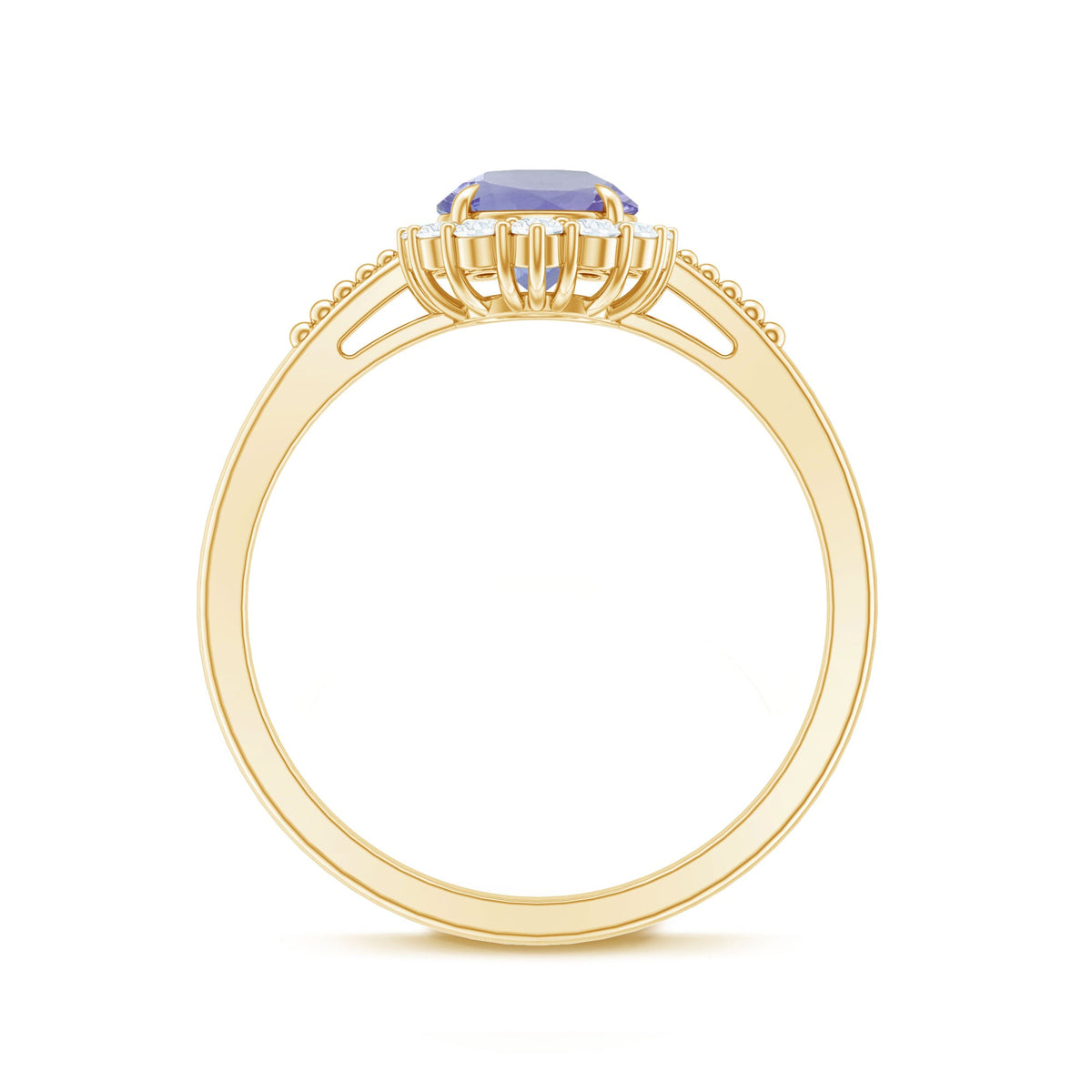 Natural Blue Tanzanite Engagement Ring with Diamond Halo