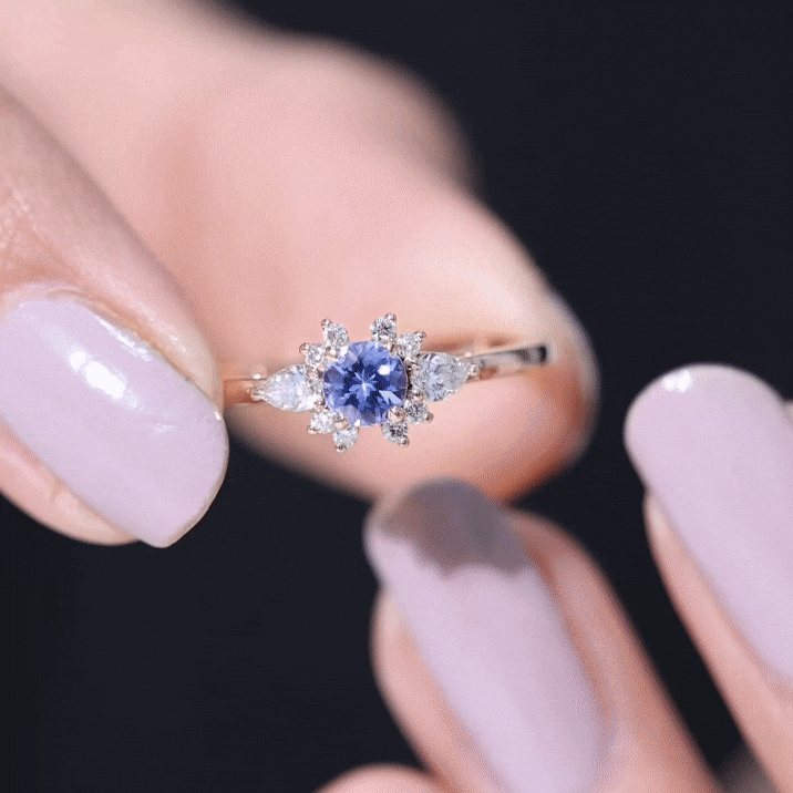 Real Tanzanite Promise Ring with Diamond