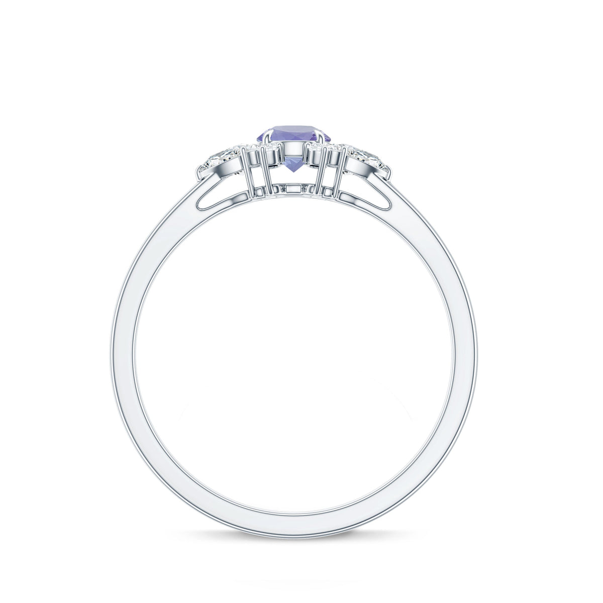 Real Tanzanite Promise Ring with Diamond