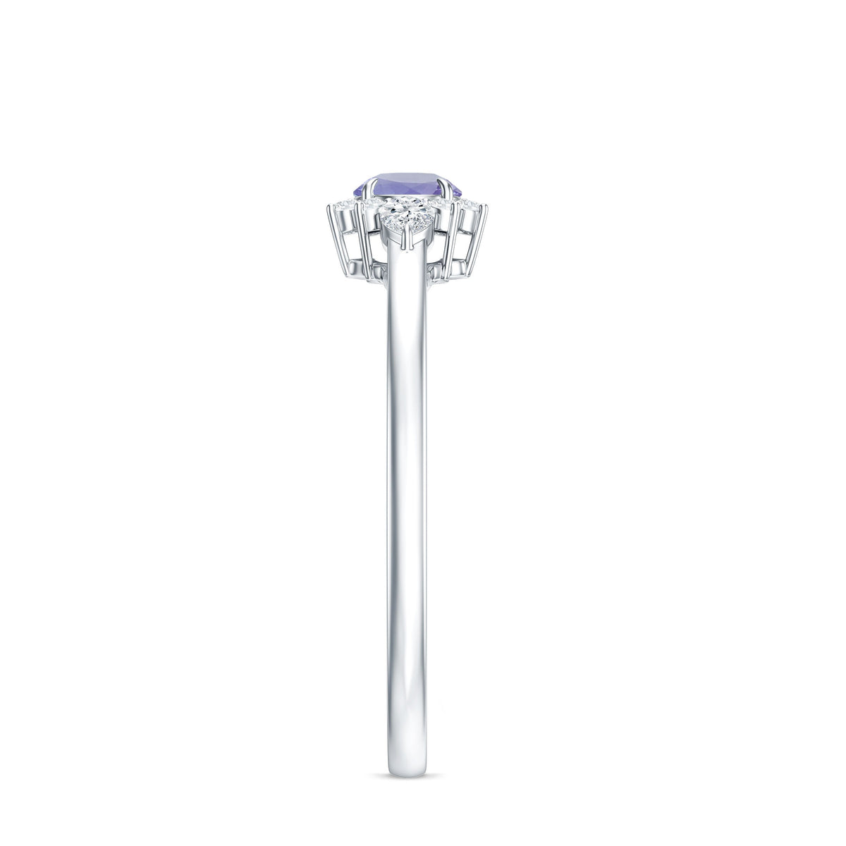 Real Tanzanite Promise Ring with Diamond