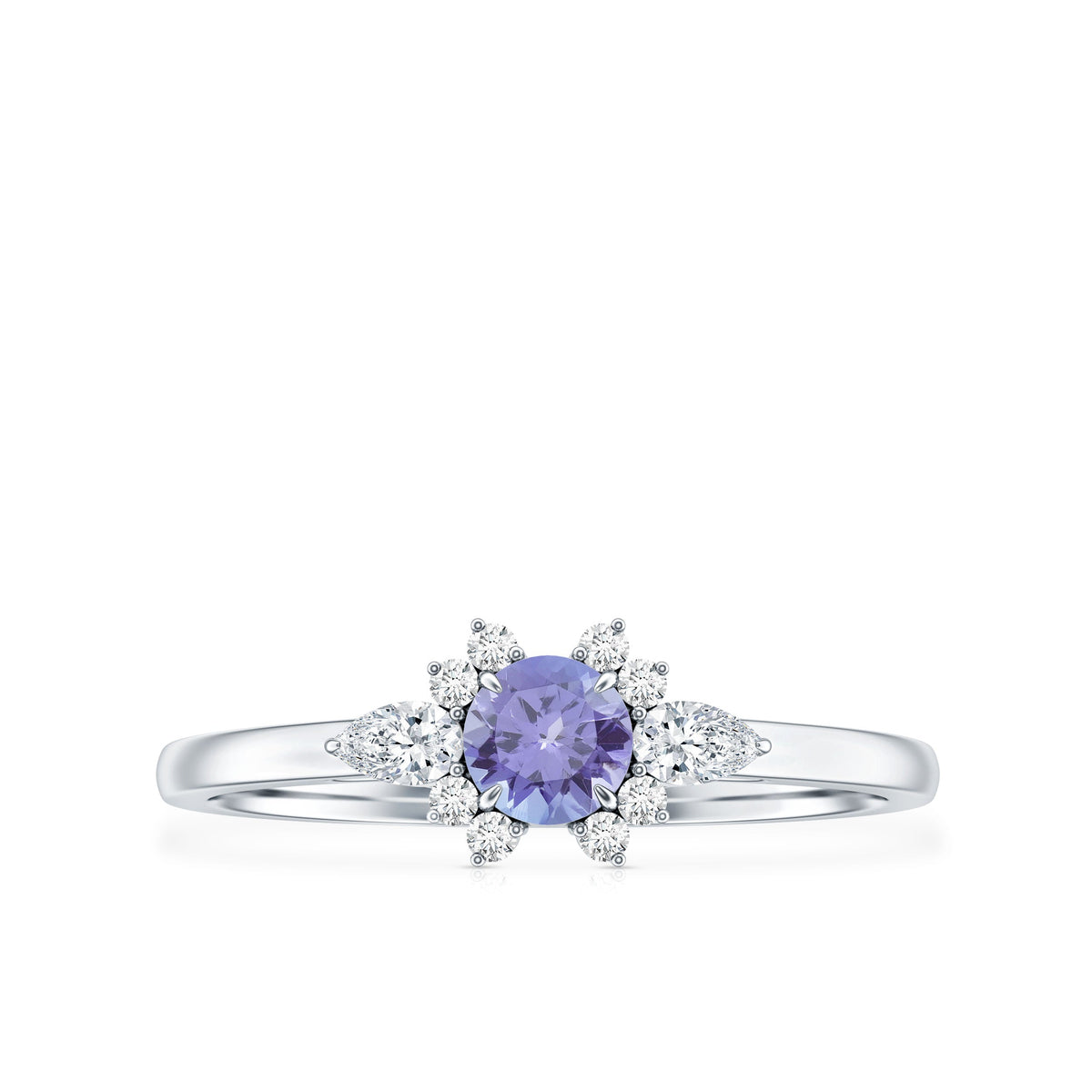 Real Tanzanite Promise Ring with Diamond