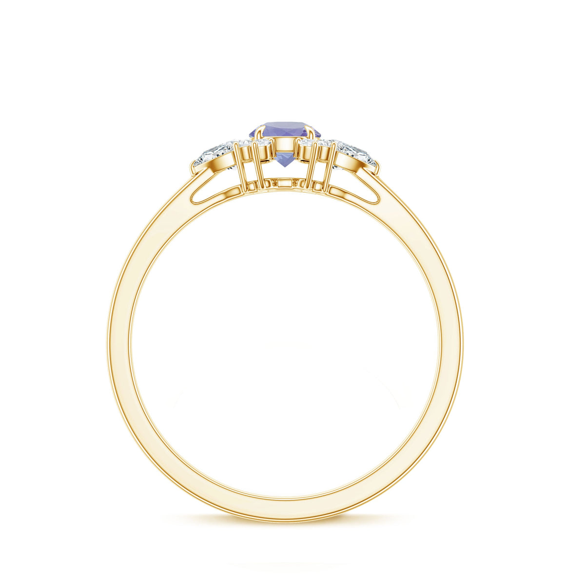 Real Tanzanite Promise Ring with Diamond