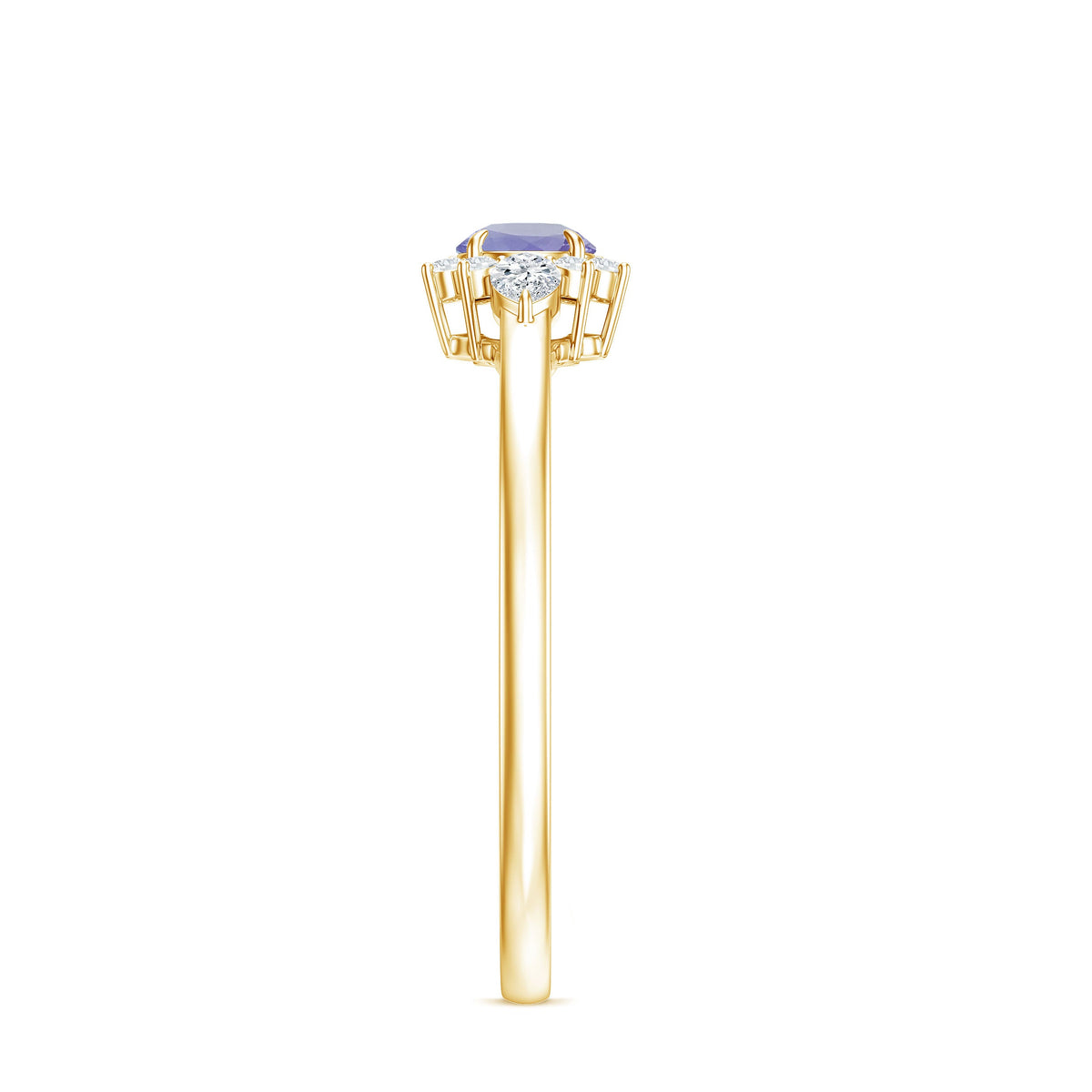 Real Tanzanite Promise Ring with Diamond