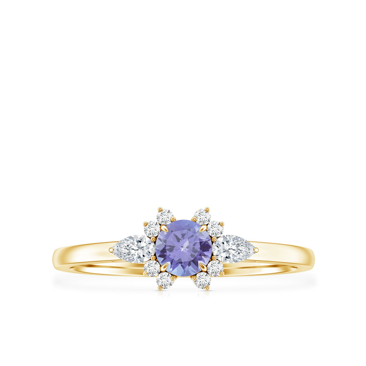 Real Tanzanite Promise Ring with Diamond