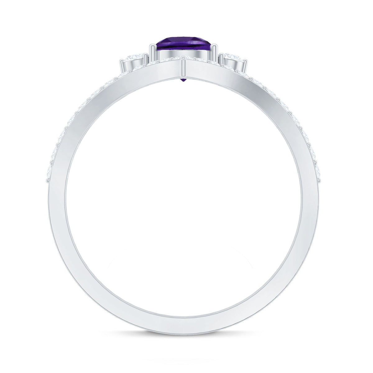 Pear Amethyst and Diamond Designer Ring