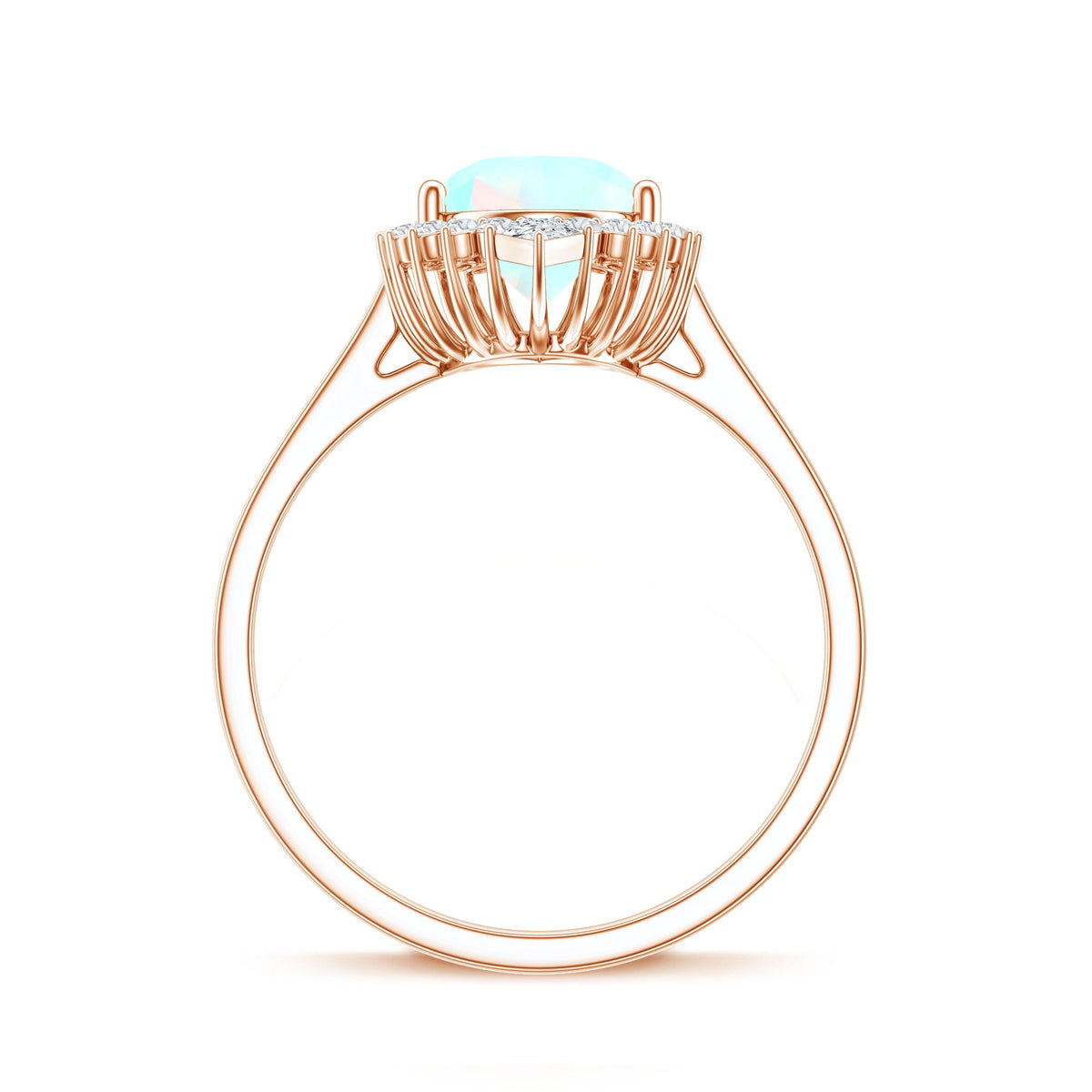 Certified Real 2 Carat Ethiopian Rainbow Opal Teardrop Engagement Ring with Diamond Halo