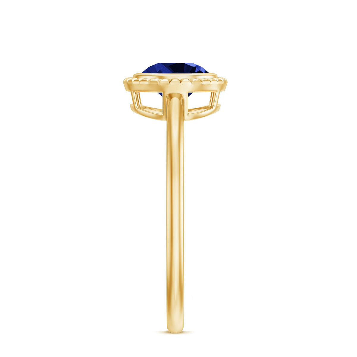 Certified 1 Carat Lab Grown Blue Sapphire Promise Ring in Bezel Set