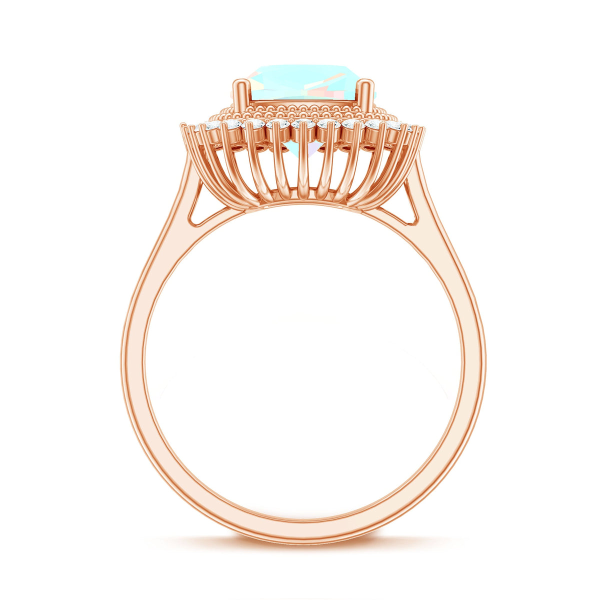 Natural 1.8 Carat Cushion Cut Opalescent Vintage Looking Engagement Ring with Diamond Halo