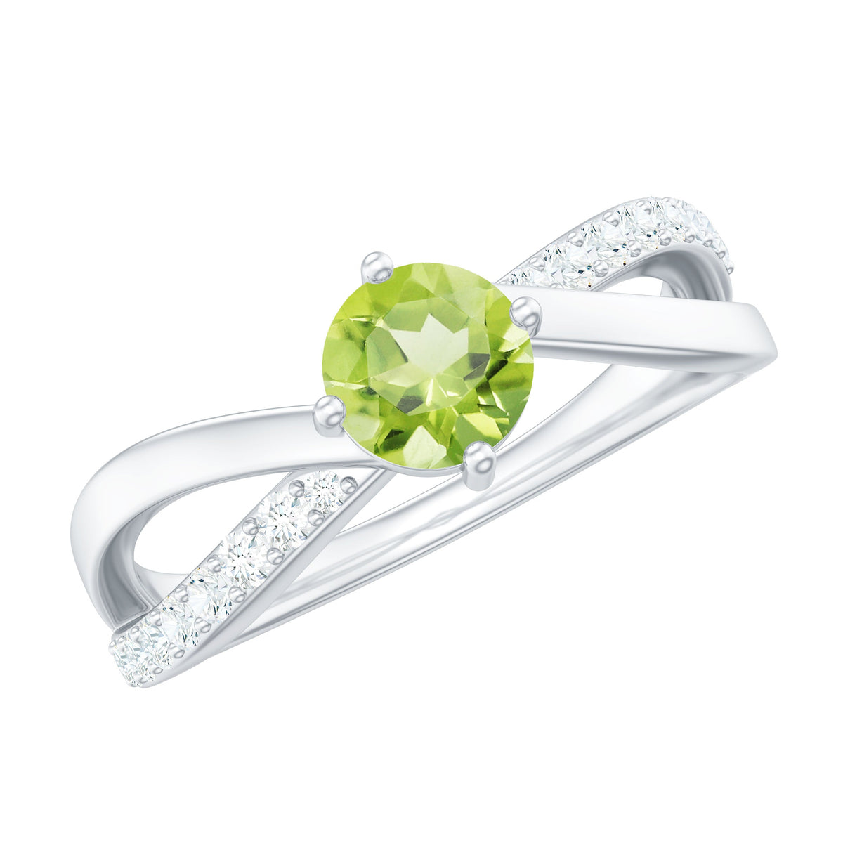 Natural 0.5 Carat Peridot Infinity Promise Ring with Diamond