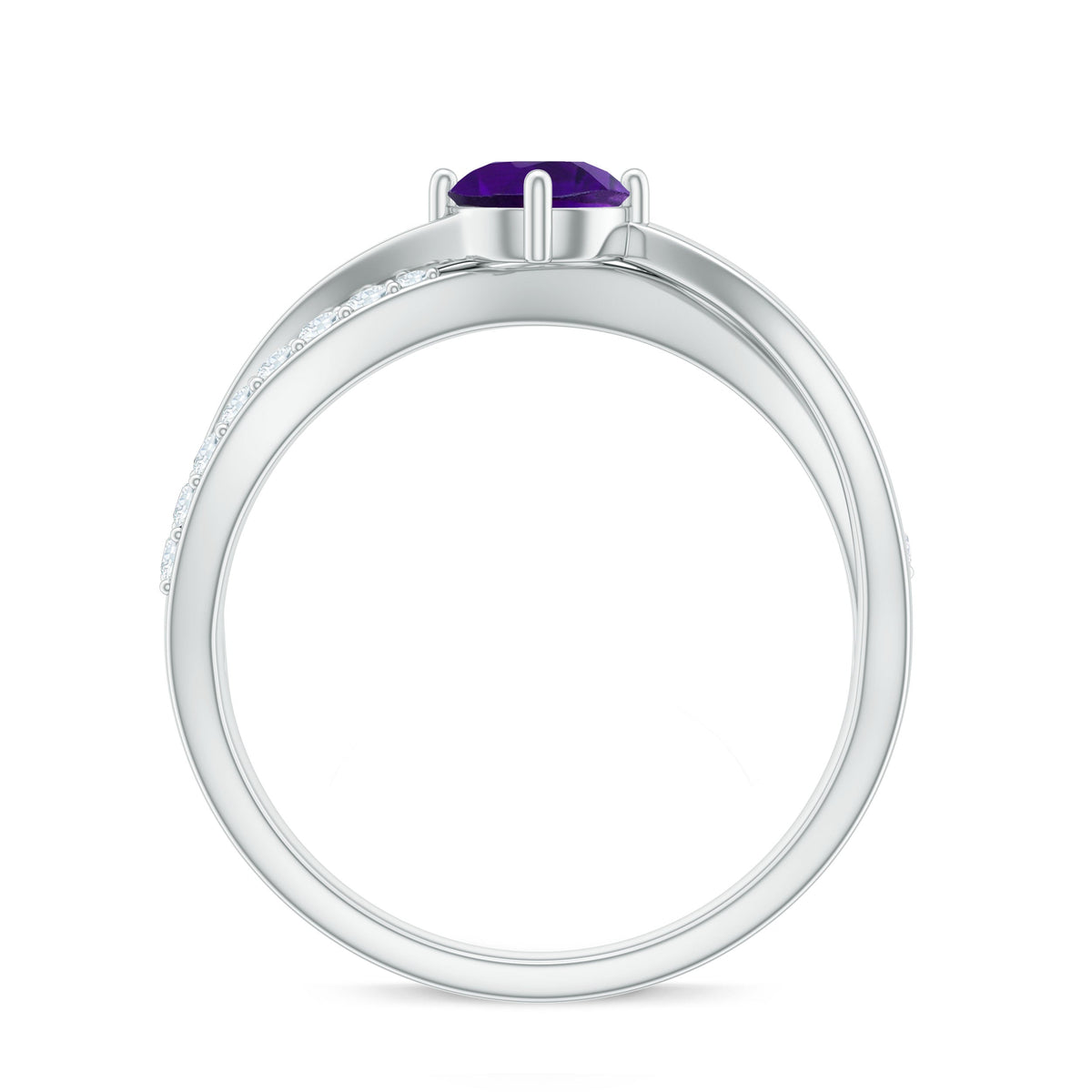 Real Amethyst Diamond Infinity Engagement Ring for Women