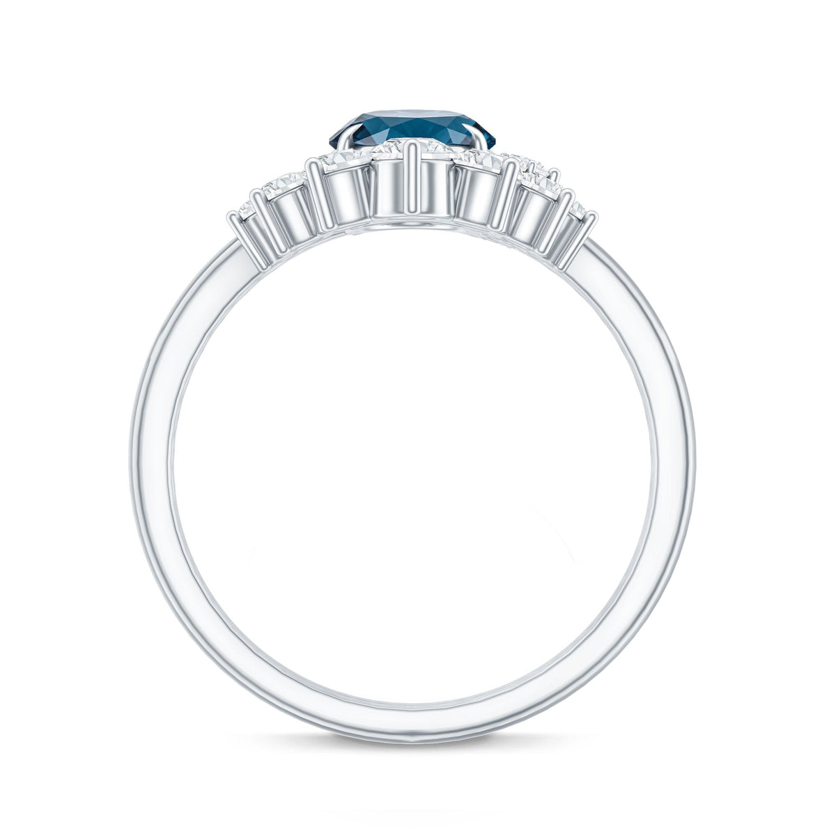 Oval London Blue Topaz and Diamond Designer Ring Set