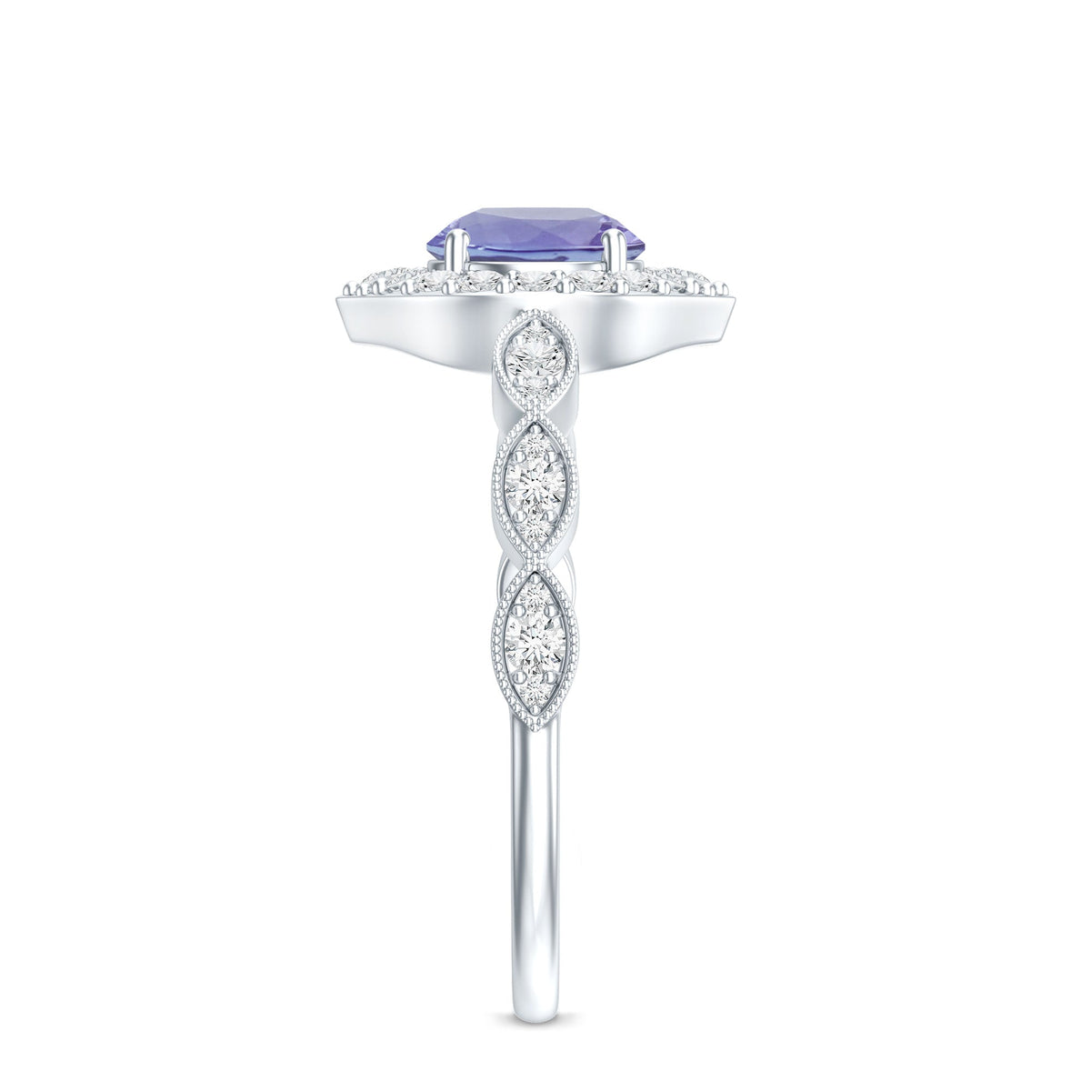 Real 0.54 Carat Tanzanite Vintage Engagement Ring with Diamond