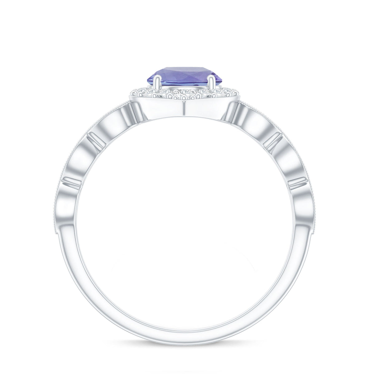Real 0.54 Carat Tanzanite Vintage Engagement Ring with Diamond