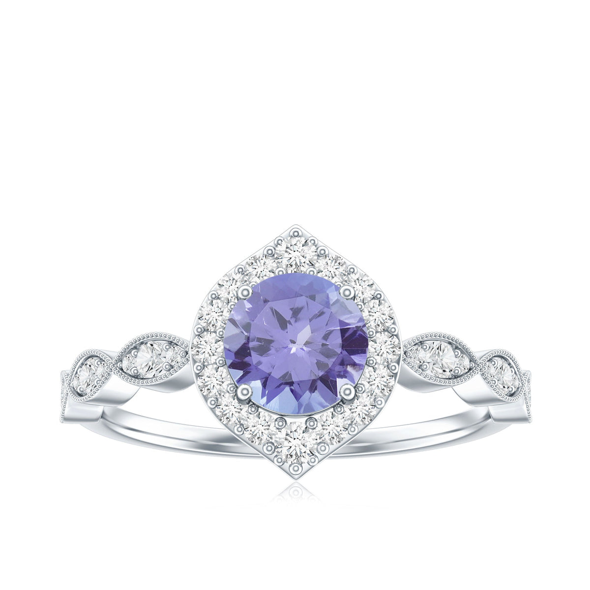 Real 0.54 Carat Tanzanite Vintage Engagement Ring with Diamond