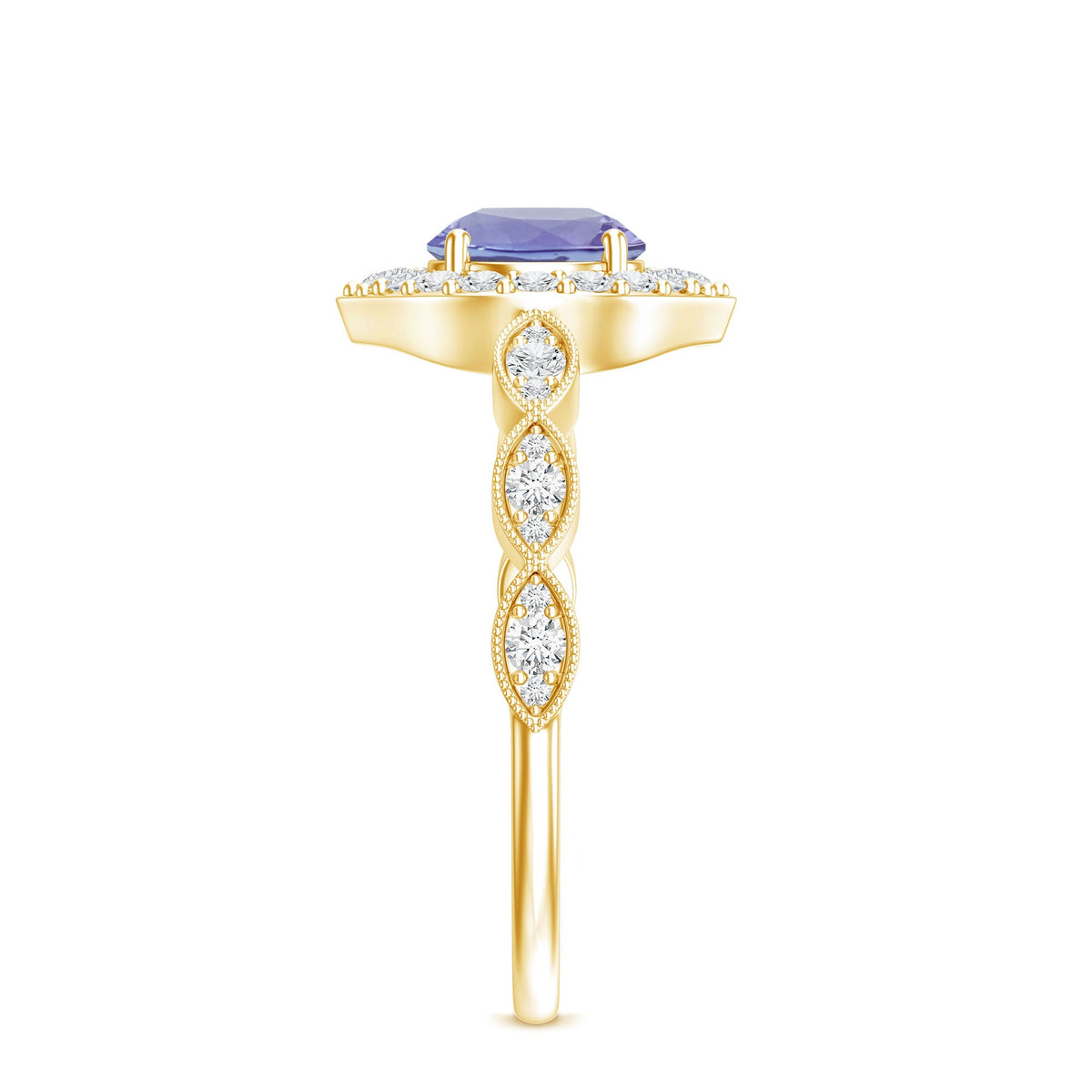 Real 0.54 Carat Tanzanite Vintage Engagement Ring with Diamond