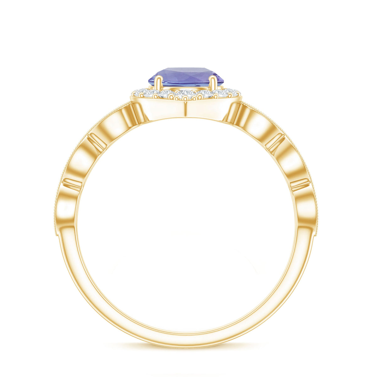 Real 0.54 Carat Tanzanite Vintage Engagement Ring with Diamond