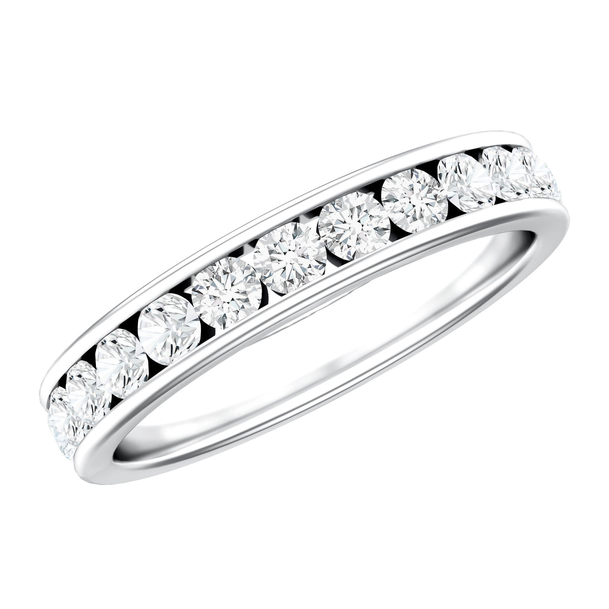 Certified Moissanite Channel Set Eternity Ring for Anniversary