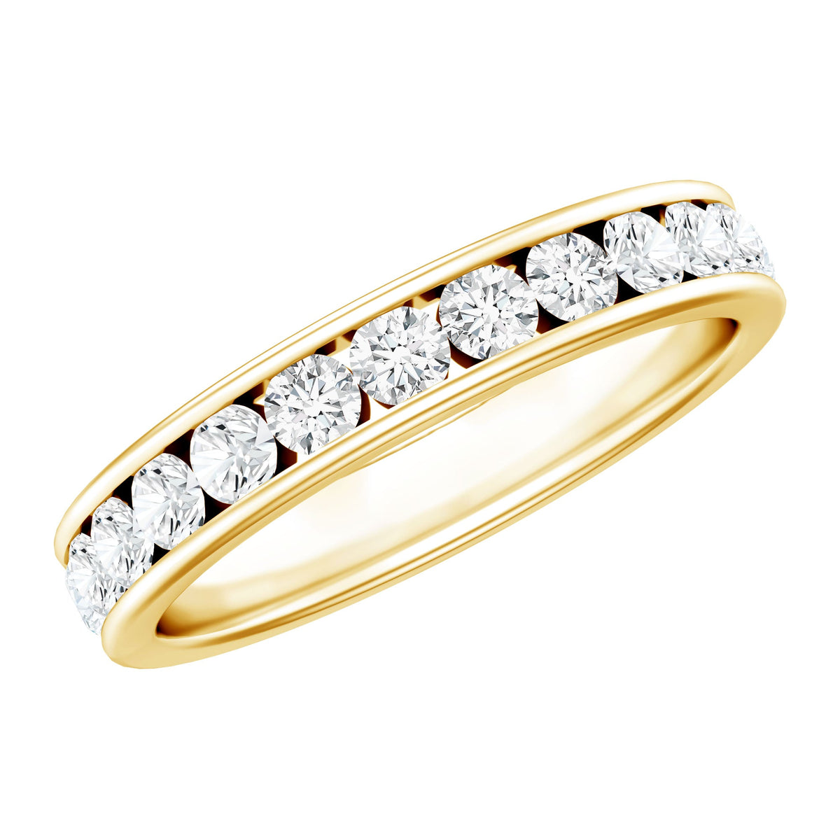 Certified Moissanite Channel Set Eternity Ring for Anniversary