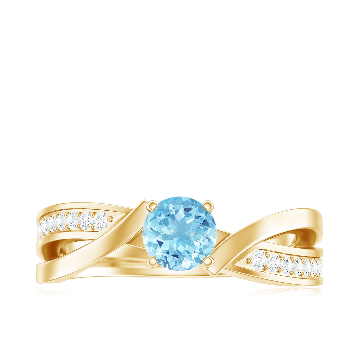 Natural 0.8 Carat Aquamarine and Diamond Infinity Engagement Ring
