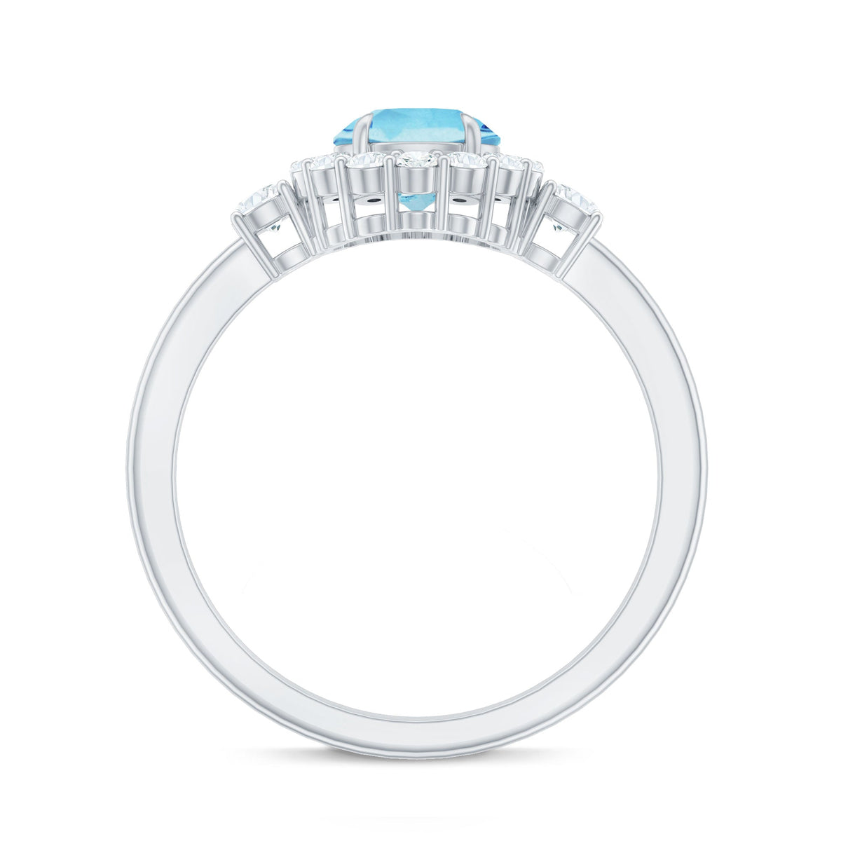 Classic Aquamarine Engagement Ring with Diamond Halo