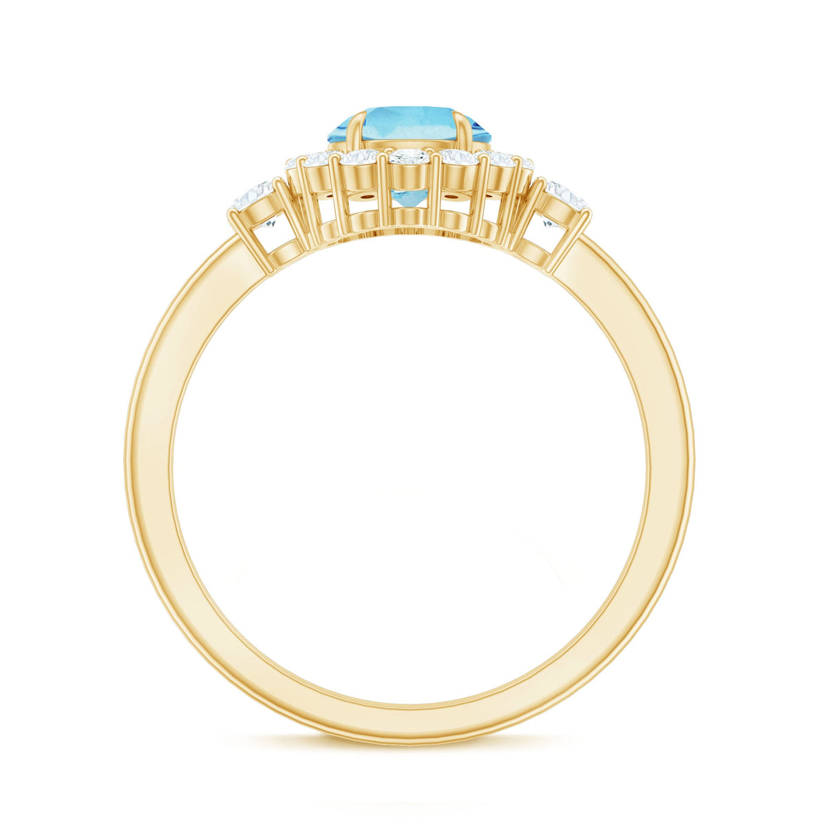 Classic Aquamarine Engagement Ring with Diamond Halo