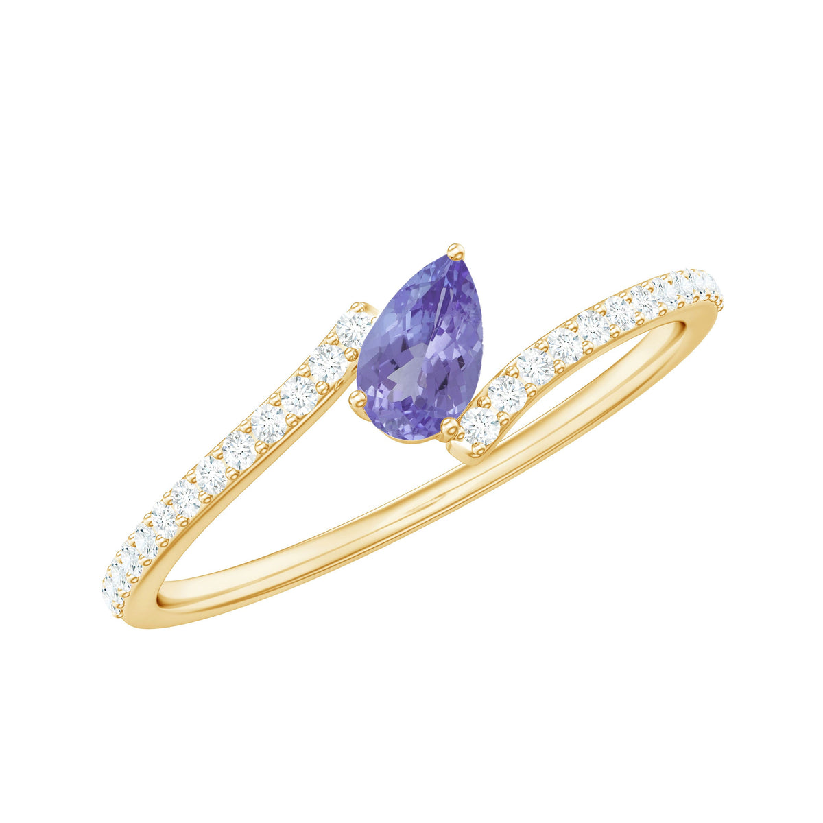 Natural Pear Shape Tanzanite Diamond Promise Ring for Engagement