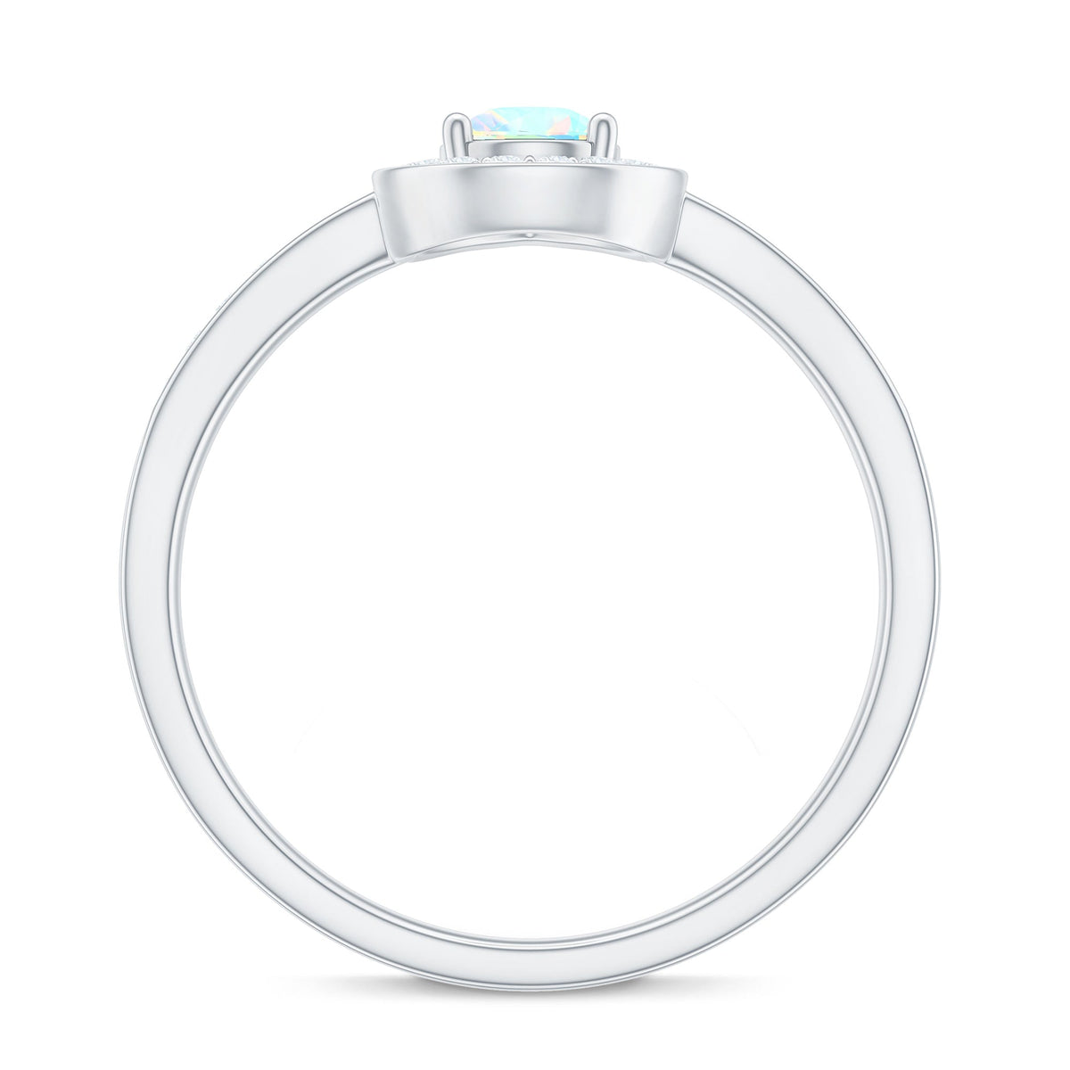 Natural 0.7 Carat Opalescent Teardrop Engagement Ring with Diamond Halo