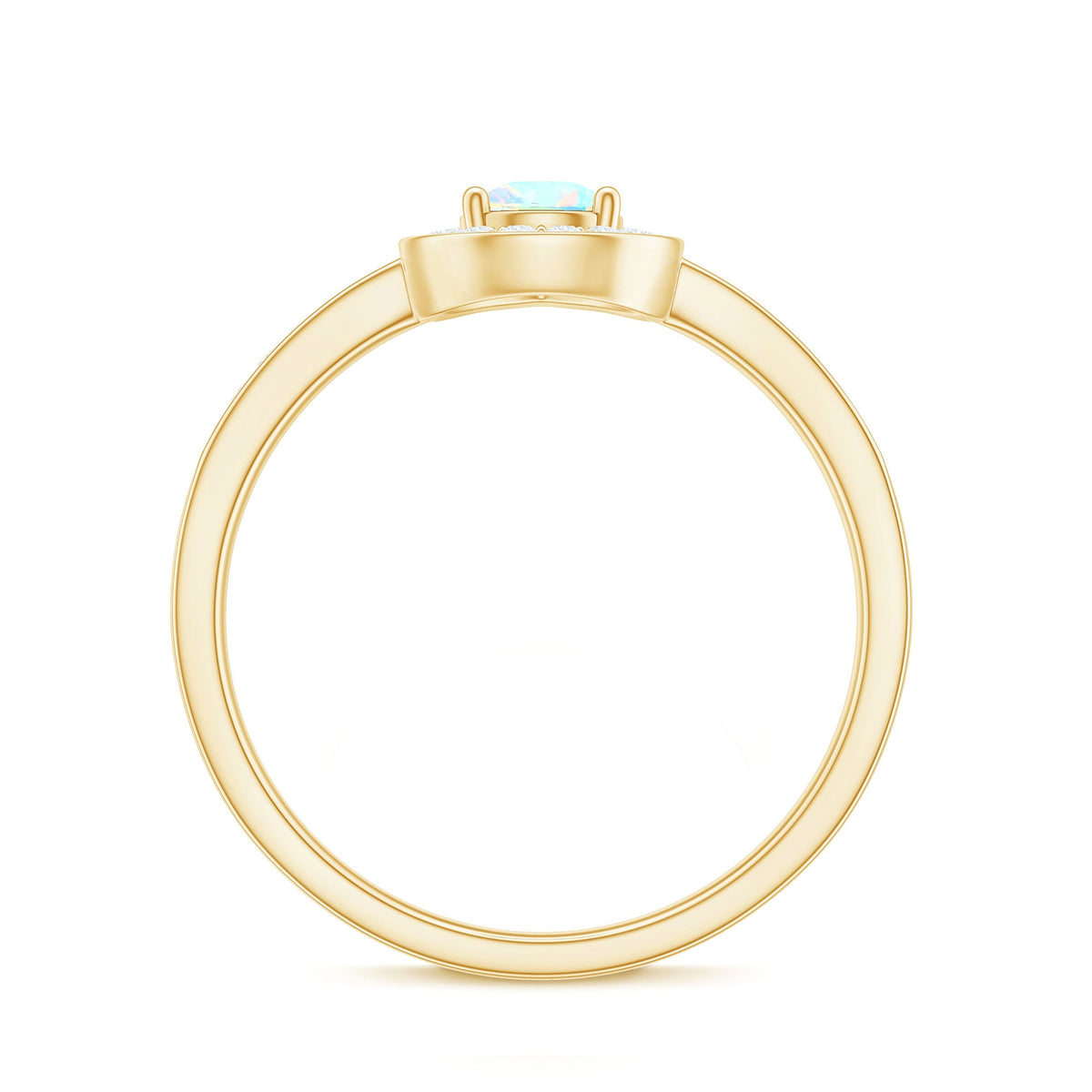 Natural 0.7 Carat Opalescent Teardrop Engagement Ring with Diamond Halo