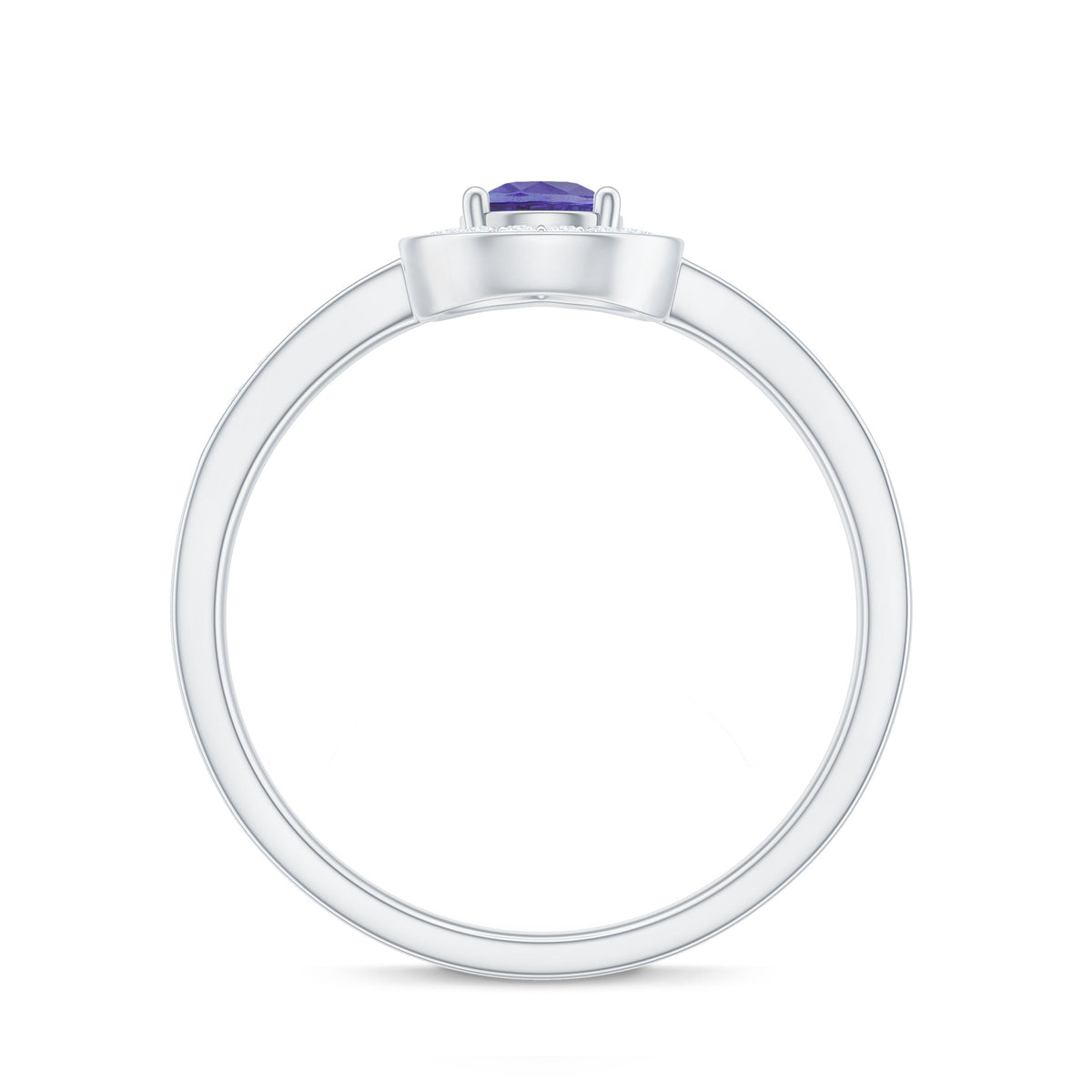 Natural Pear Cut Tanzanite Teardrop Engagement Ring with Diamond Halo